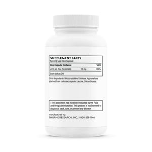 Thorne Zinc Picolinate 15 mg 60 caps supplement facts