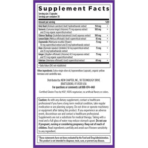 Ingredients of Zyflamend Nighttime dietary supplement - holy basil, turmeric, lemon balm
