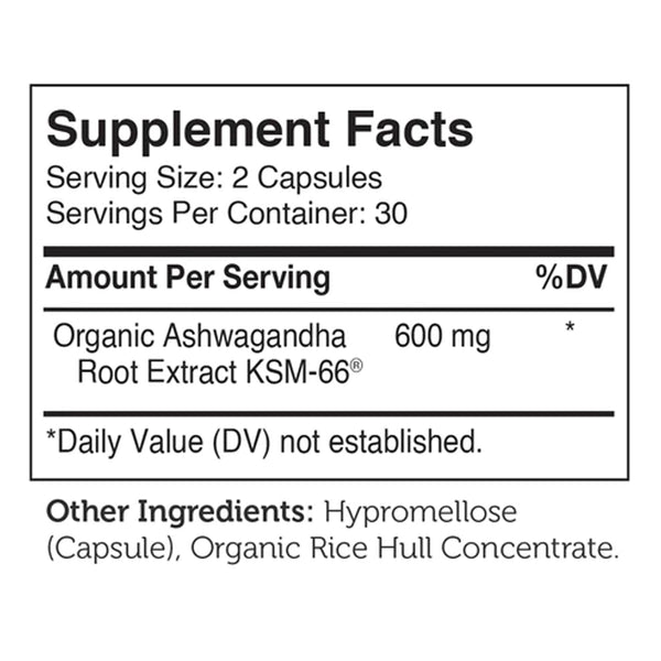 Ingredients of Ashwagandha 600 mg by Advance Nutritions By Zahler