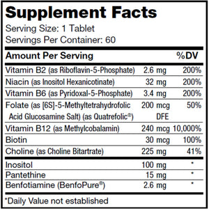 Ingredients of B-Complex Timed Release Advance nutritions By Zahler