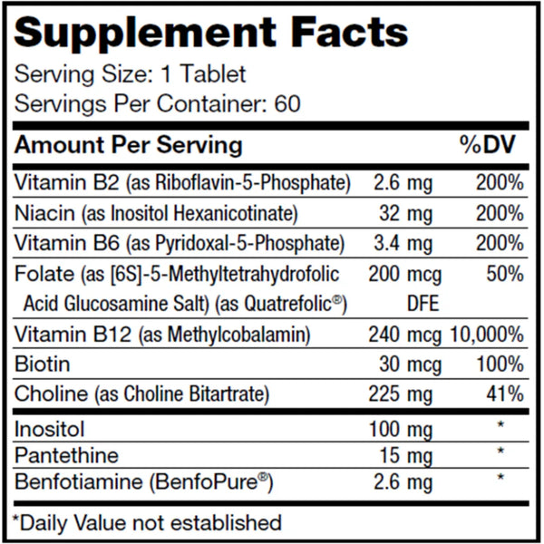 Ingredients of B-Complex Timed Release Advance nutritions By Zahler
