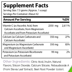 Ingredients of Buffered C Powder 11 oz Advance nutritions By Zahler
