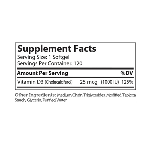 Vitamin D3 1000 IU Advance nutritions By Zahler