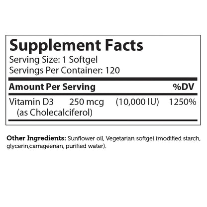 Vitamin D 10,000 IU Advance nutritions By Zahler