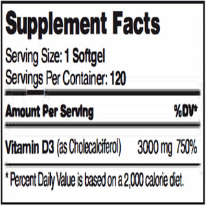 Vitamin D3 3000 IU Advance nutritions By Zahler