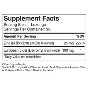 Zinc + Elderberry Lozenges Advance nutritions By Zahler