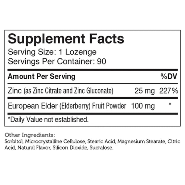 Zinc + Elderberry Lozenges Advance nutritions By Zahler