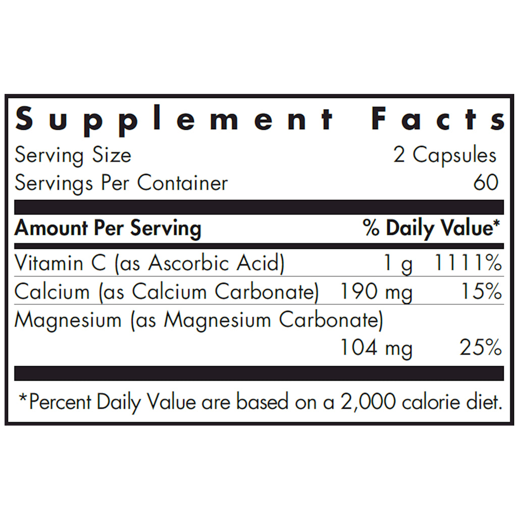 Allergy Research Group Buffered Vitamin C vegcaps label