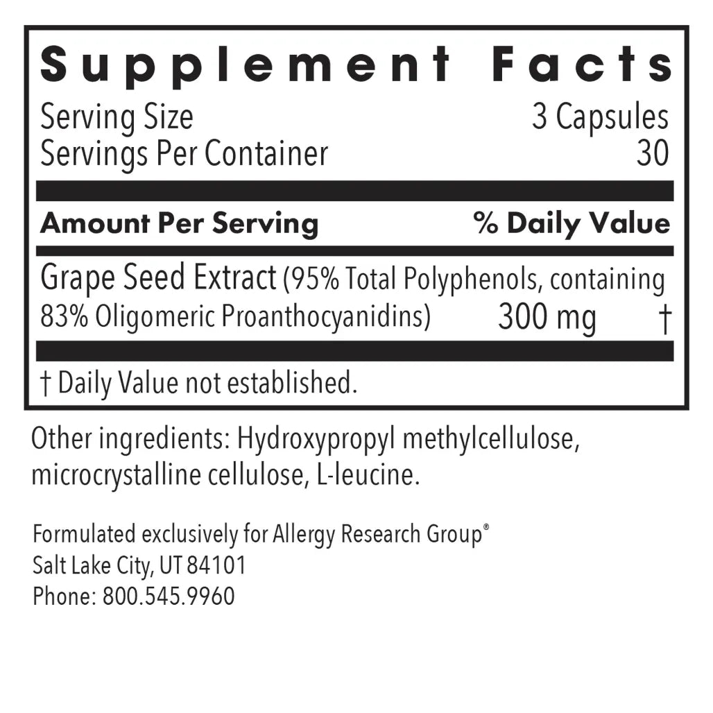 Allergy Research Group Grape Pips Proanthocyanidins - 90 vegcaps