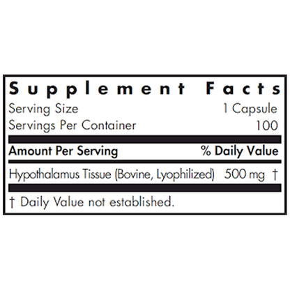 Allergy Research Group Hypothalamus 500 mg vegcaps label