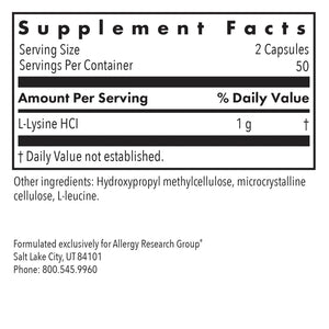 Allergy Research Group L-Lysine - 100 caps