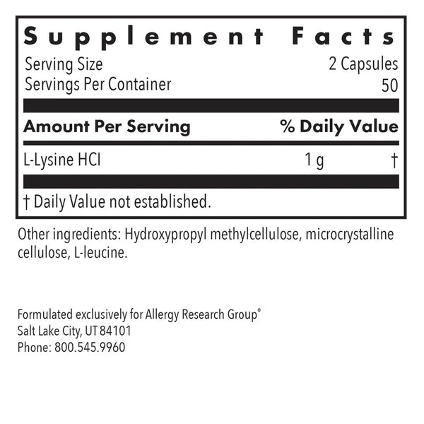 Allergy Research Group L-Lysine - 100 caps