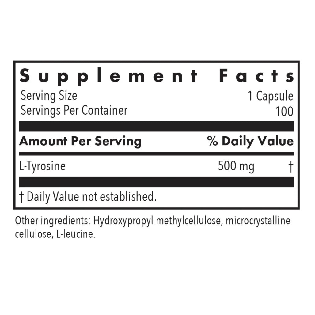 Allergy Research Group L-Tyrosine 500 mg - 100 Vegcaps