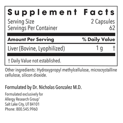 Allergy Research Group Liver Beef 1000 mg - 125 Vegcaps