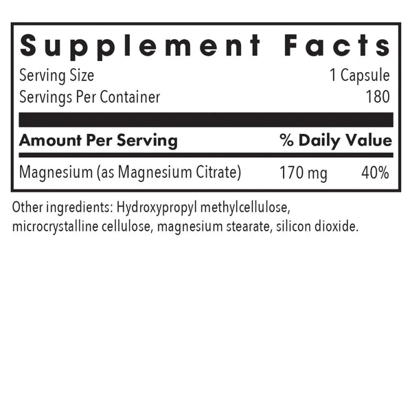 Allergy Research Group Magnesium Citrate - 180 Vegcaps