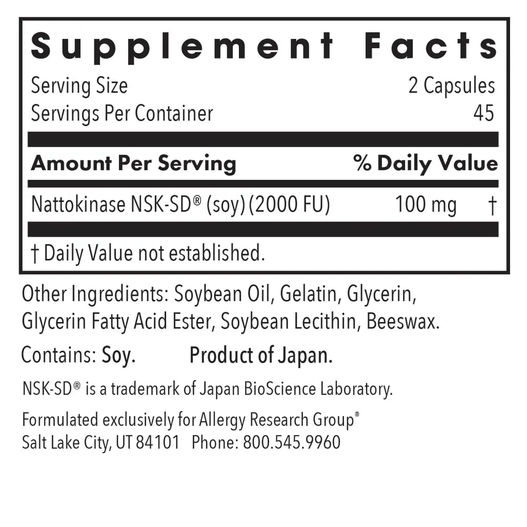 Allergy Research Group Nattokinase NSK-SD - 90 Vegcaps