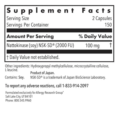 Allergy Research Group Nattokinase 50 mg NSK-SD - 300 vegcaps