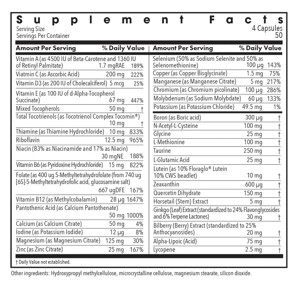 Allergy Research Group OcuDyne II 200 vegcaps supplement facts