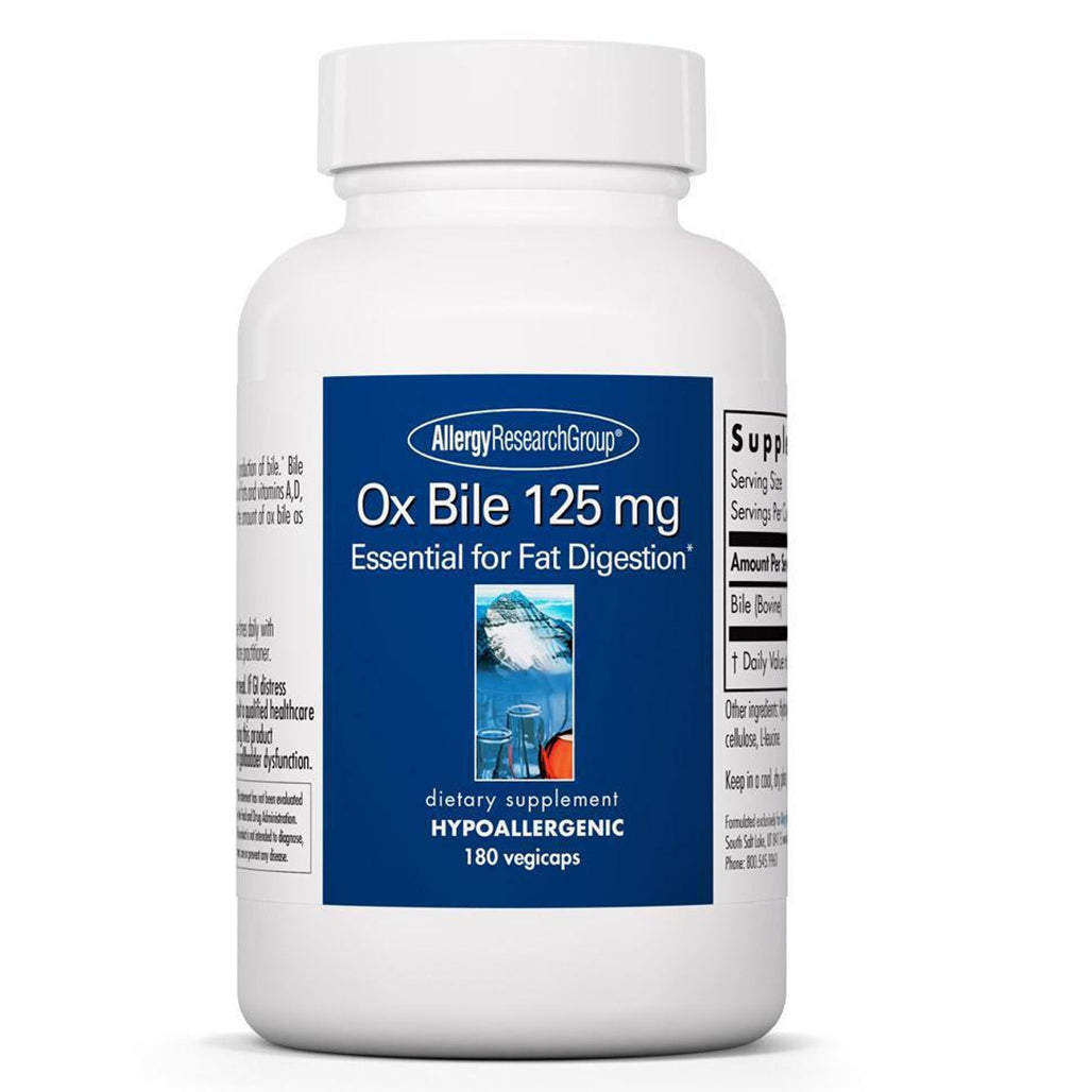 Ox Bile 125mg for fyour digestive health by Allergy Research| Essential for fat digestion