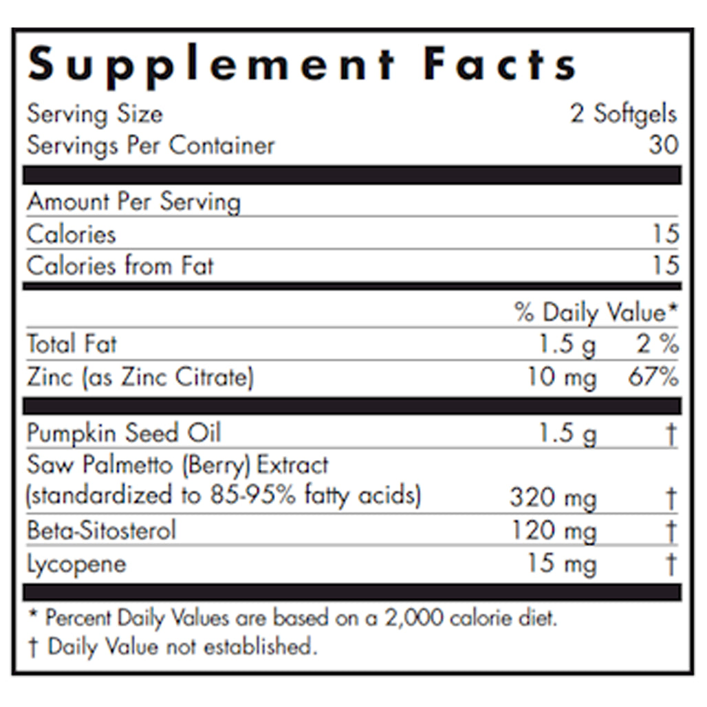 Allergy Research Group Palmetto Complex II softgels label