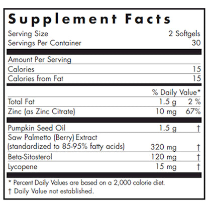 Allergy Research Group Palmetto Complex II softgels label