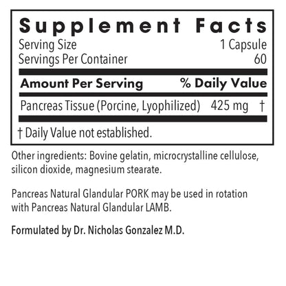 Allergy Research Group Pancreas Pork 425 mg - 60 Caps