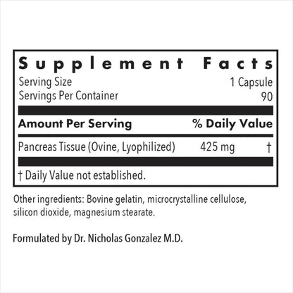 Allergy Research Group Pancreas Natural Glandular Lamb 425 mg - 90 Vegcaps