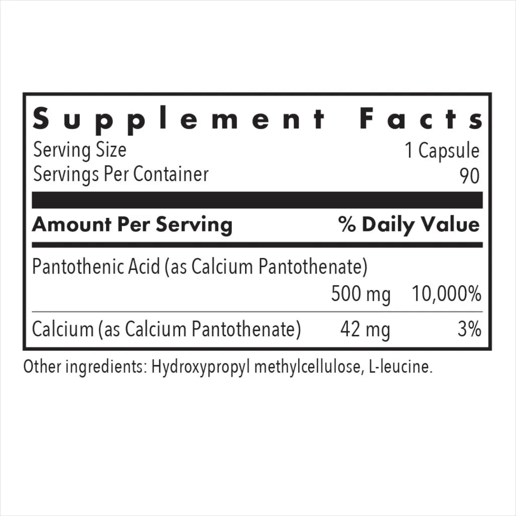 Allergy Research Group Pantothenic Acid 500 mg - 90 Vegcaps