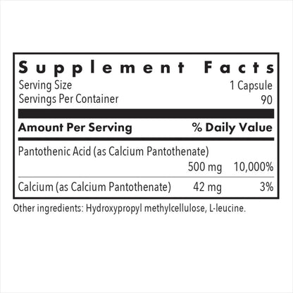 Allergy Research Group Pantothenic Acid 500 mg - 90 Vegcaps