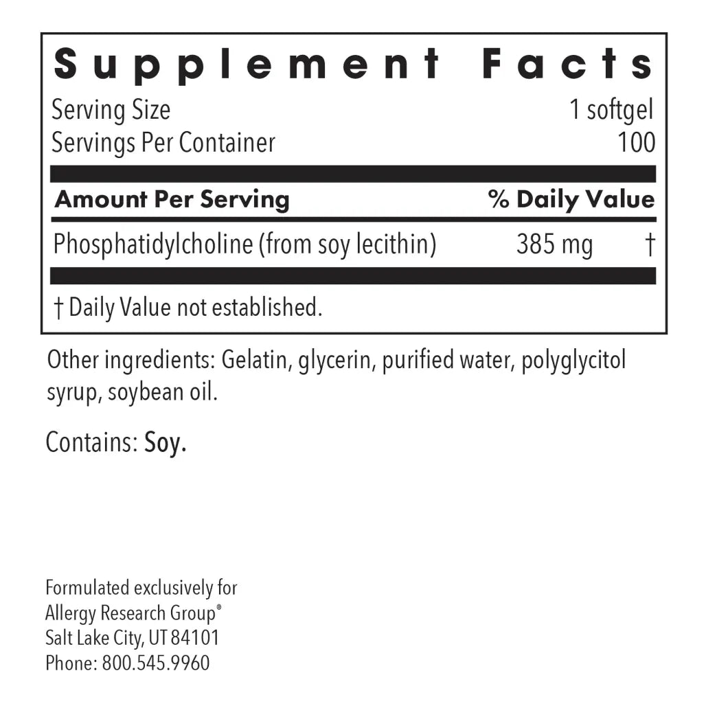 Allergy Research Group Phosphatidyl Choline - 100 Softgels