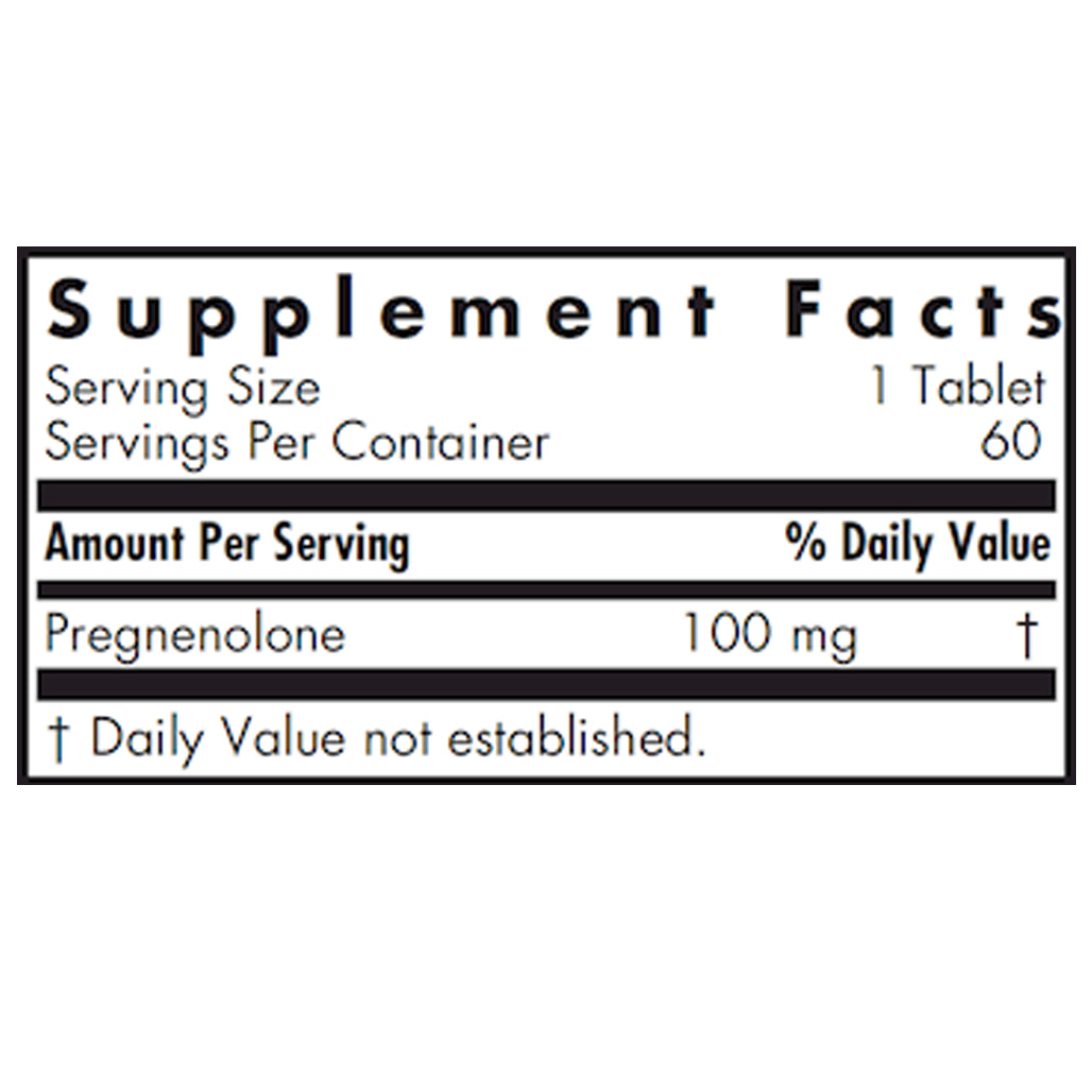 Allergy Research Group Pregnenolone 100 mg tabs label