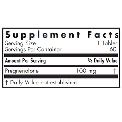 Allergy Research Group Pregnenolone 100 mg tabs label