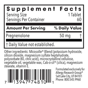 Allergy Research Group Pregnenolone 50 mg - 60 tabs