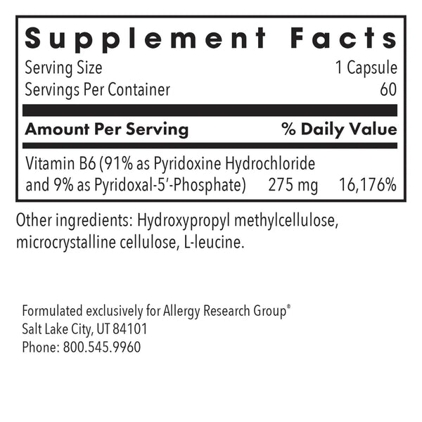 Allergy Research Group Pyridoxine P5P 275 mg - 60 Vegcaps