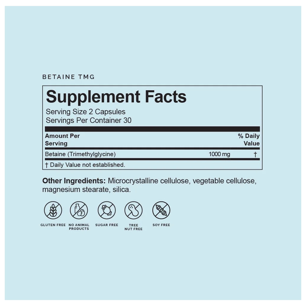 supplement facts of betaine trimethylglycine 1000 mg 