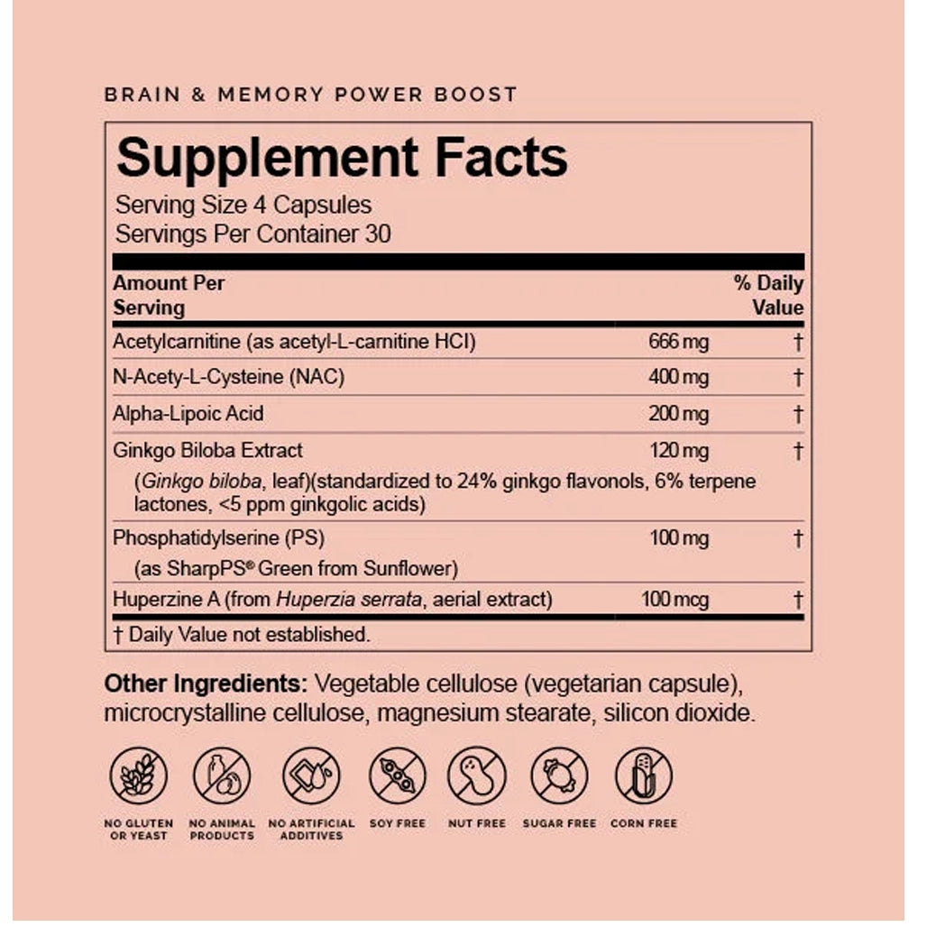 BrainMD Brain and Memory Power Boost memory supplement facts | Nutriessential