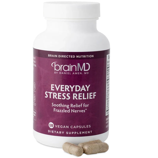  Everyday Stress Relief Supplement capsules | Brain MD | Supplement for stress reducing