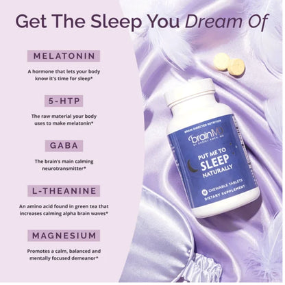  BrainMD Put Me to Sleep naturally chewable tablets promotes sleep quality
