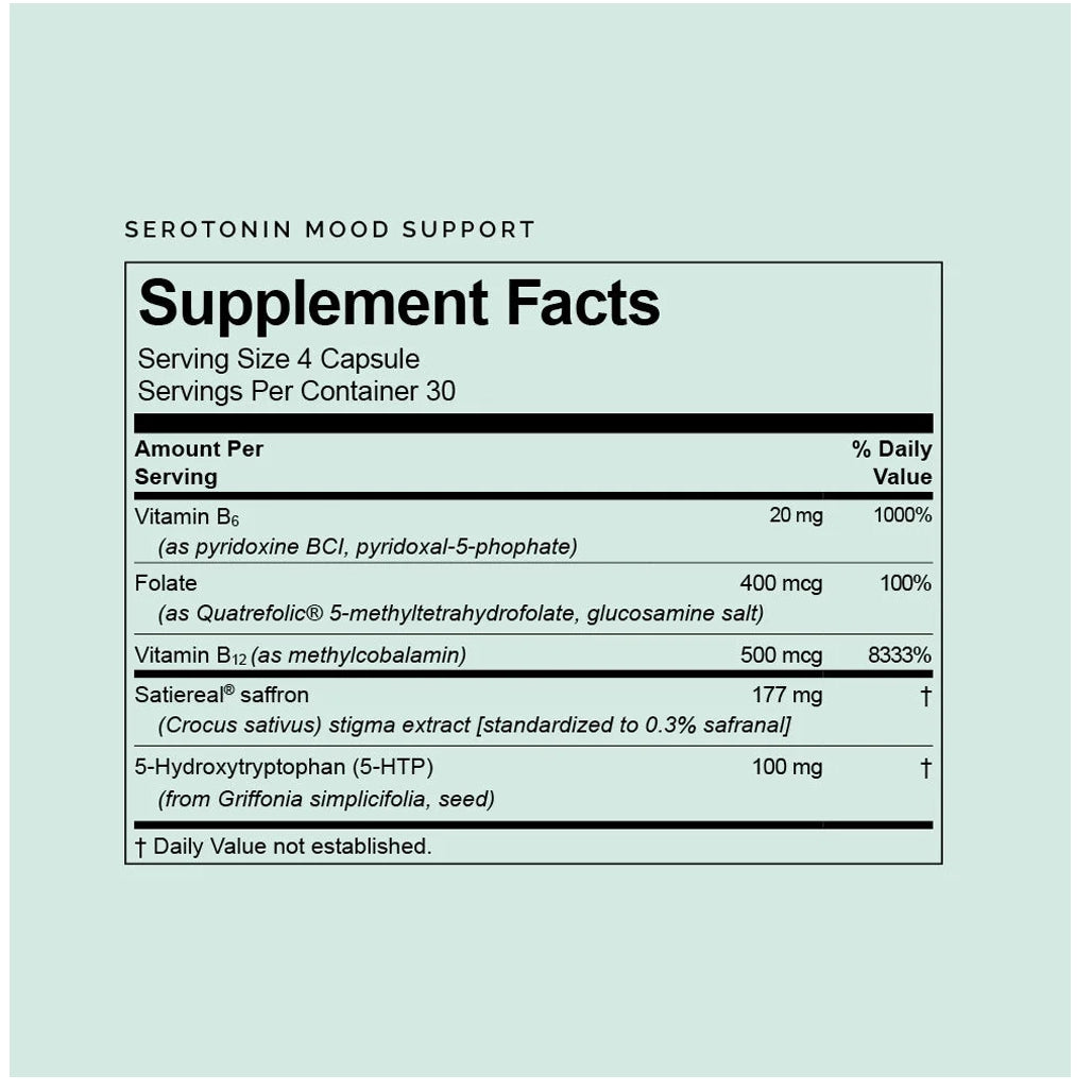 BrainMD Serotonin Mood Support supplement facts  - product ingredients 