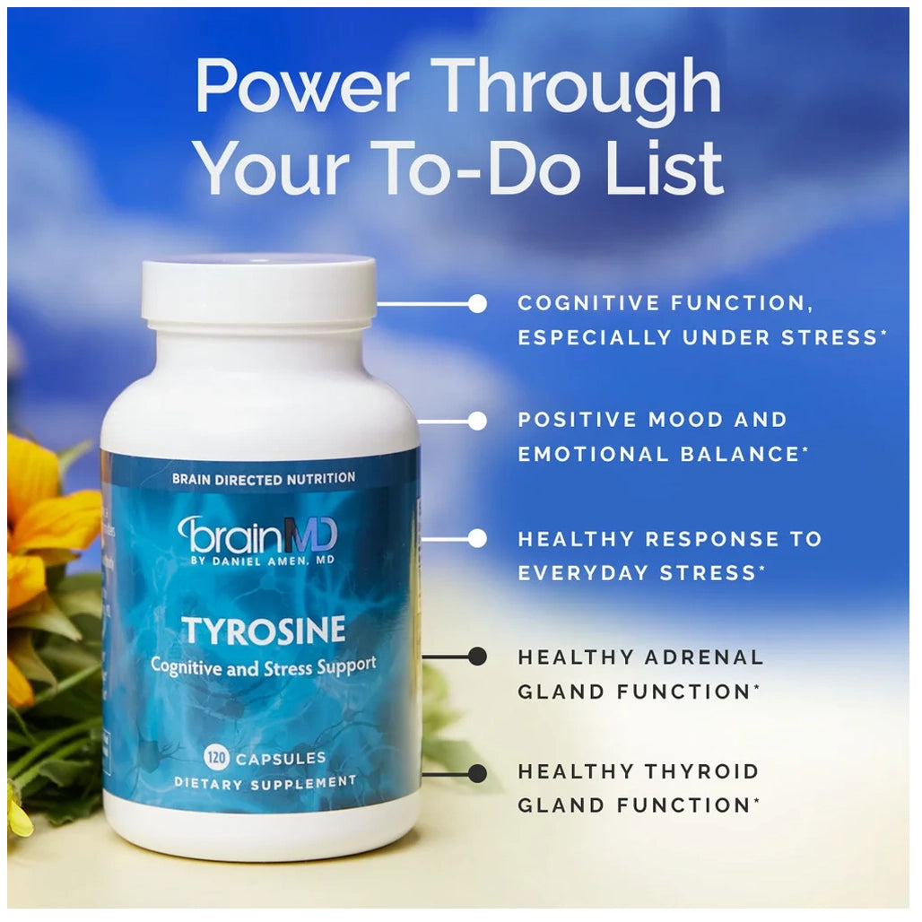 Benefits of Brain MD Tyrosine - 120 Capsules | Promotes Clear Thinking