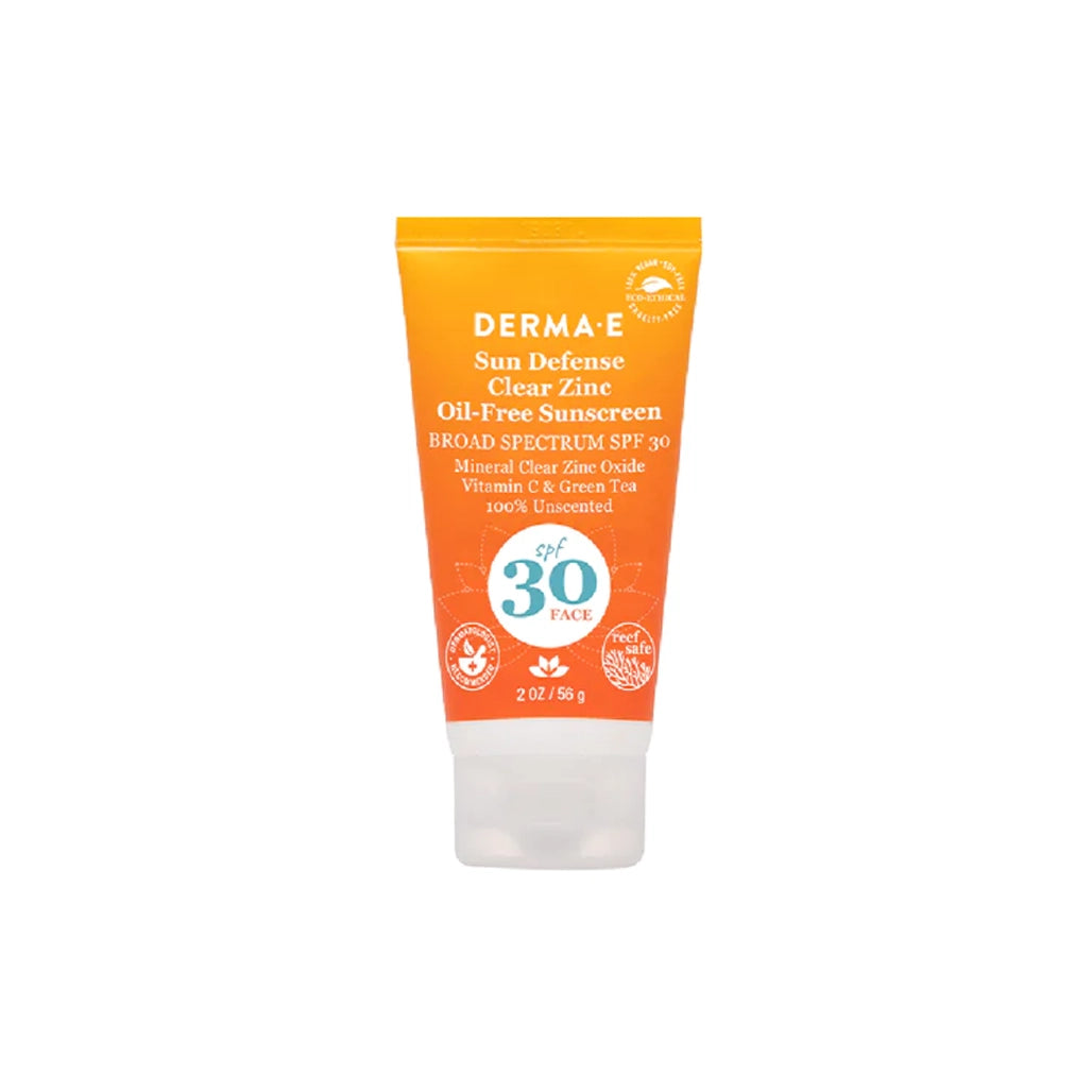 Sun Defense Clear Zinc Oil-Free Sunscreen SPF30 Face DermaE Natural Bodycare