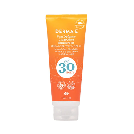 Sun Defense Clear Zinc Sunscreen SPF30 Body DermaE Natural Bodycare