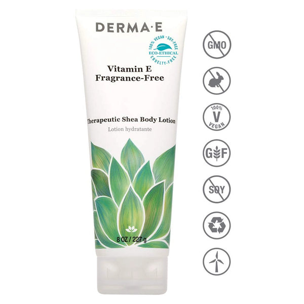 Vitamin E Fragrance-Free Therapeutic Shea Body Lotion DermaE Natural Bodycare
