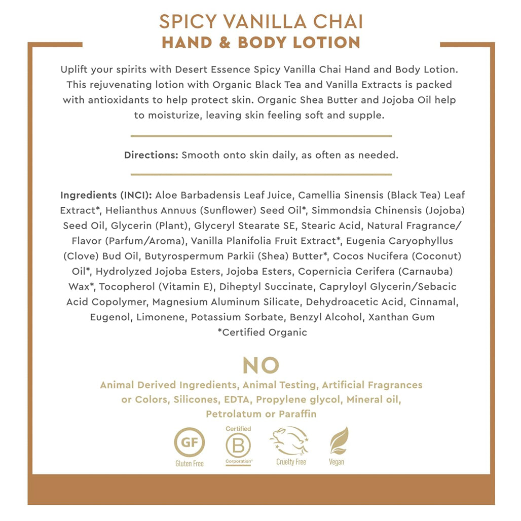 Spicy Vanilla Chai Body Wash Desert Essence