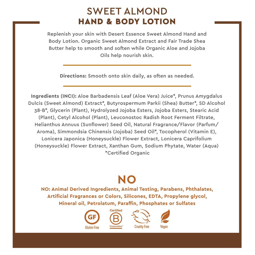 Sweet Almond Hand & Body Lotion Desert Essence