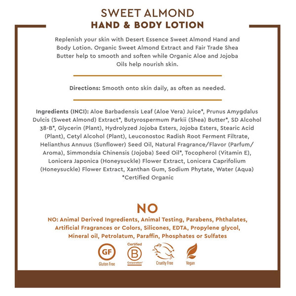 Sweet Almond Hand & Body Lotion Desert Essence