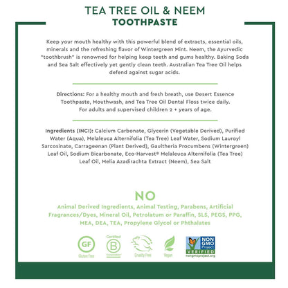 Tea Tree & Neem Toothpaste Win Desert Essence