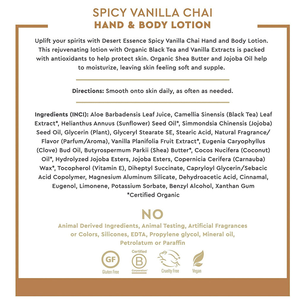 Vanilla Chai Hand & Body Lotion Desert Essence