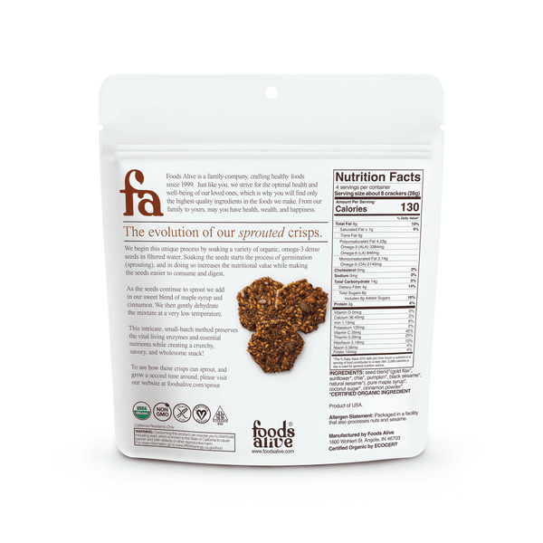 Organic Maple Cinnamon Snack Crack by Foods Alive at Nutriessential.com