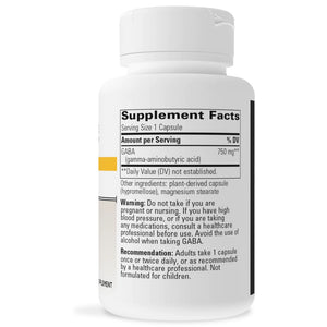 Integrative Therapeutics GABA 750mg 60 vegcaps supplement facts